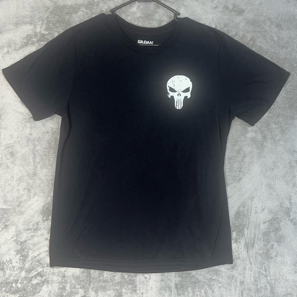 Gildan Performance Skull American Flag‎ Graphic Tee Mens Large
